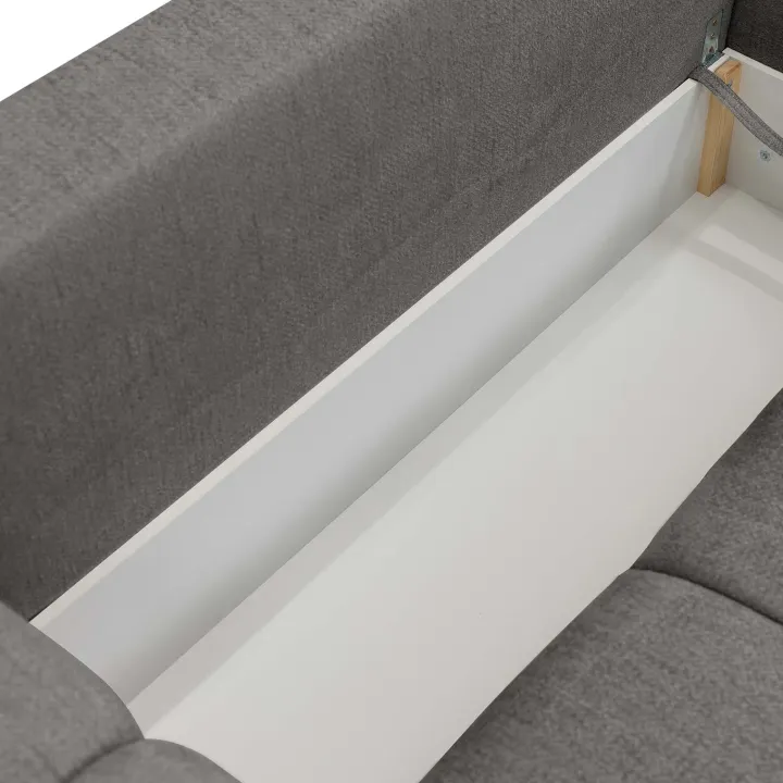 Divano letto angolare reversibile 3 posti 267x185cm box contenitore grigio Sottovoce