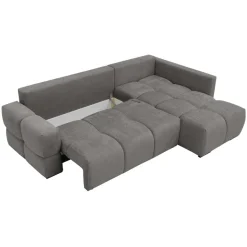 Divano letto angolare reversibile 3 posti 267x185cm box contenitore grigio Sottovoce