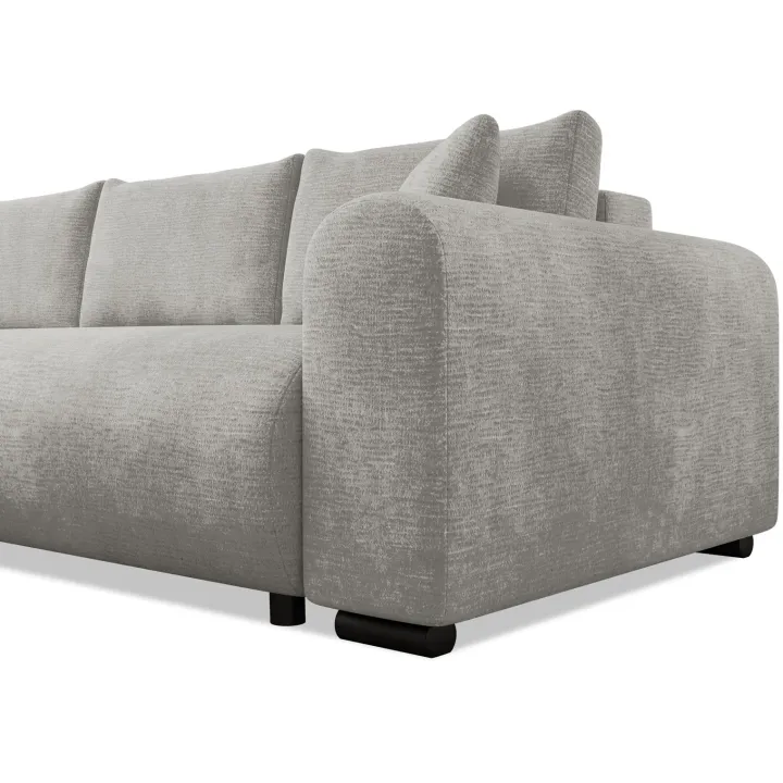 Divano letto angolare reversibile 4 posti 285x188cm con contenitore imbottito tessuto grigio Soft