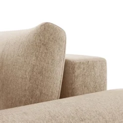 Divano letto angolare reversibile 4 posti 285x188cm con contenitore imbottito tessuto beige Soft