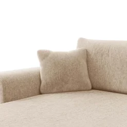 Divano letto angolare reversibile 4 posti 285x188cm con contenitore imbottito tessuto beige Soft