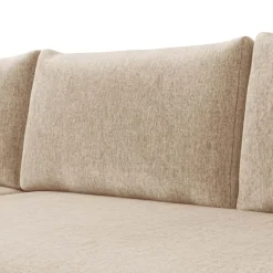 Divano letto angolare reversibile 4 posti 285x188cm con contenitore imbottito tessuto beige Soft