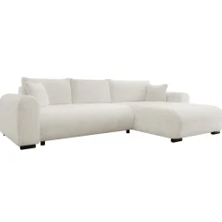 Divano letto angolare reversibile 4 posti 285x188cm con contenitore a trama spessa bianco Soft