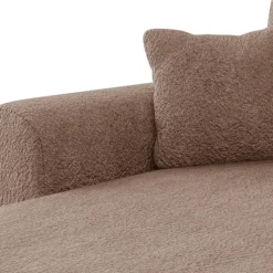 Divano letto angolare reversibile 4 posti 285x188cm con contenitore tessuto bouclé marrone chiaro Soft