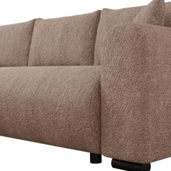 Divano letto angolare reversibile 4 posti 285x188cm con contenitore tessuto bouclé marrone chiaro Soft