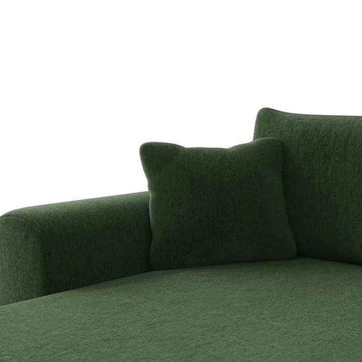 Divano letto angolare reversibile 4 posti 285x188cm con contenitore imbottito tessuto verde Soft