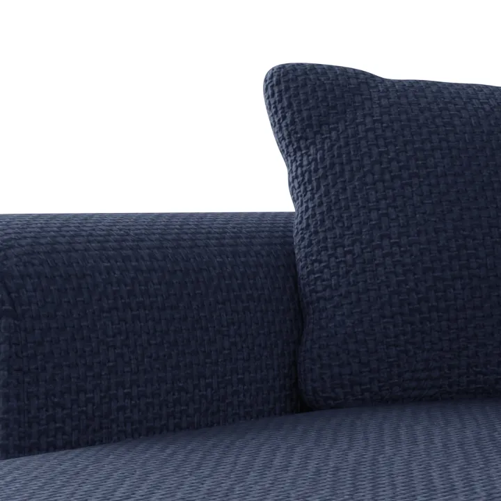 Divano letto angolare reversibile 4 posti 285x188cm con contenitore a trama spessa blu Soft