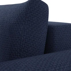Divano letto angolare reversibile 4 posti 285x188cm con contenitore a trama spessa blu Soft