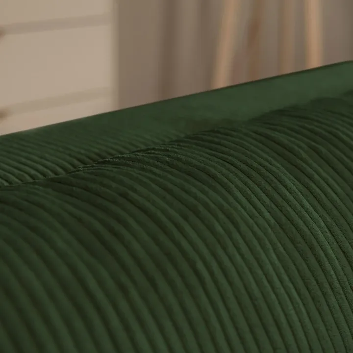 Divano letto angolare reversibile 4 posti 285x188cm con contenitore tessuto velluto a coste verde Soft