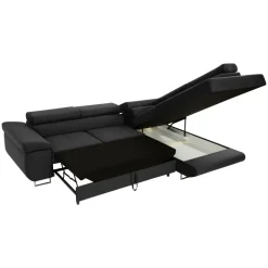 Divano letto angolare sinistra imbottito 274x203cm nero Bormio