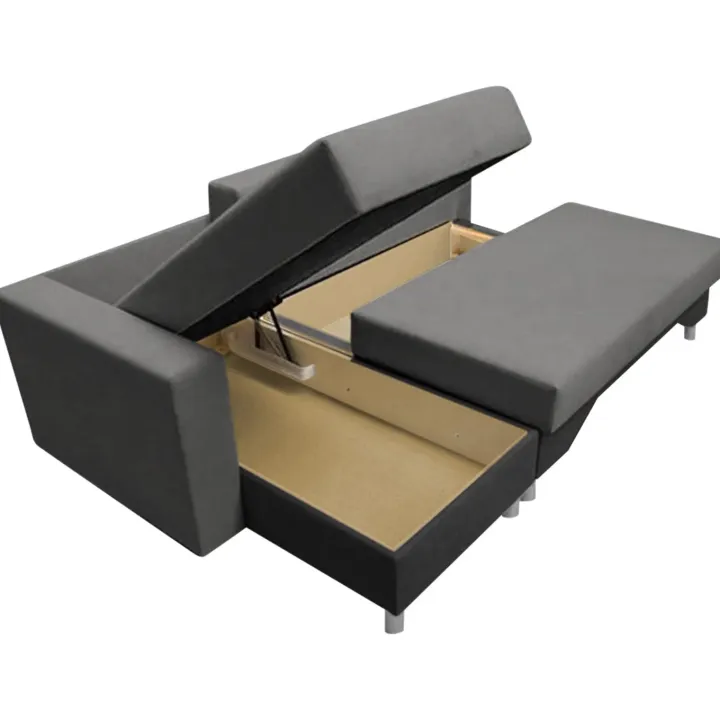 Divano letto angolare sinistra 3 posti 215cm grigio scuro e chiaro Aureliano
