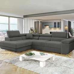Divano letto angolare sinistra imbottito 274x203cm grigio Bormio