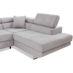 Divano letto angolare sinistra imbottito 274x203cm velluto a coste grigio Bormio