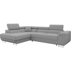 Divano letto angolare sinistra imbottito 274x203cm velluto a coste grigio Bormio