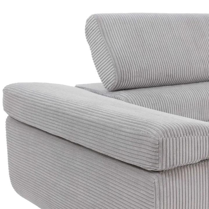 Divano letto angolare sinistra imbottito 274x203cm velluto a coste grigio Bormio