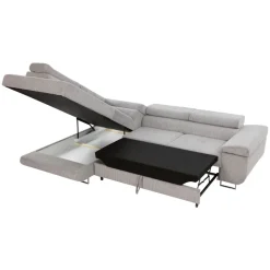 Divano letto angolare sinistra imbottito 274x203cm velluto a coste grigio Bormio
