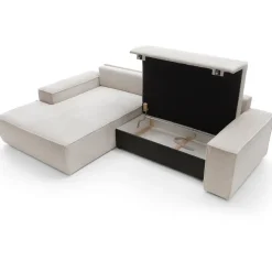 Divano letto angolare sinistro 3 posti 267x167cm velluto a coste beige Relaxion