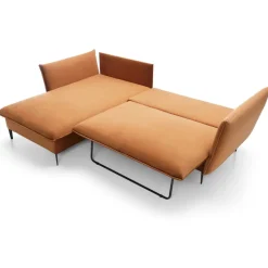 Divano letto angolare sinistro 3 posti 258x167cm tessuto arancio Lushify