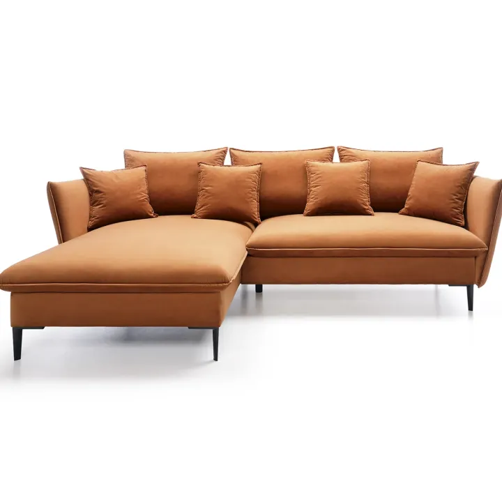 Divano letto angolare sinistro 3 posti 258x167cm tessuto arancio Lushify