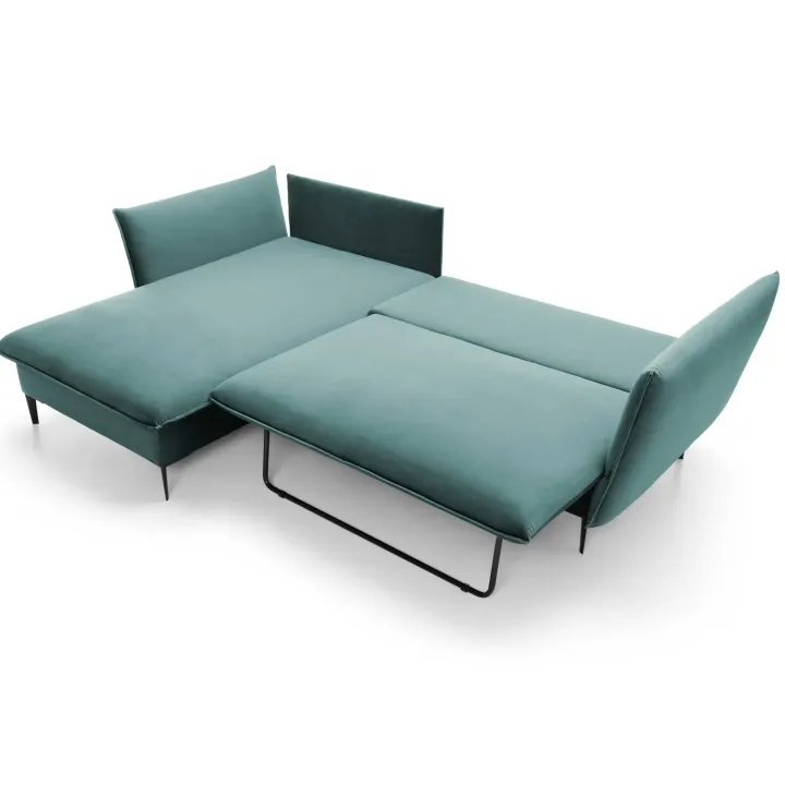 Divano letto angolare sinistro 3 posti 258x167cm tessuto petrolio Lushify
