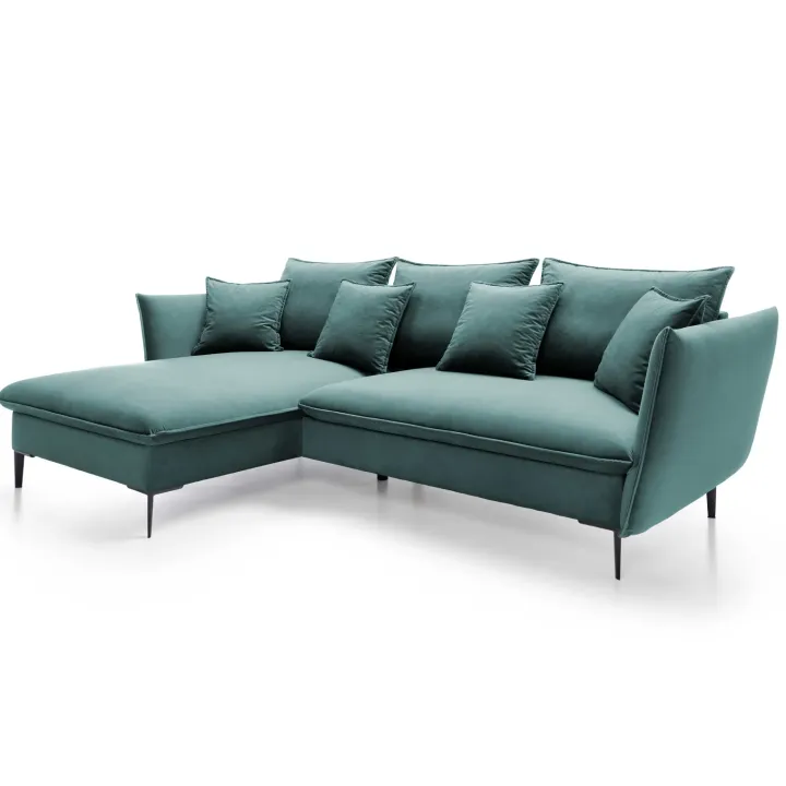 Divano letto angolare sinistro 3 posti 258x167cm tessuto petrolio Lushify