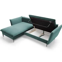 Divano letto angolare sinistro 3 posti 258x167cm tessuto petrolio Lushify