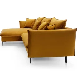 Divano letto angolare sinistro 3 posti 258x167cm tessuto giallo senape Lushify