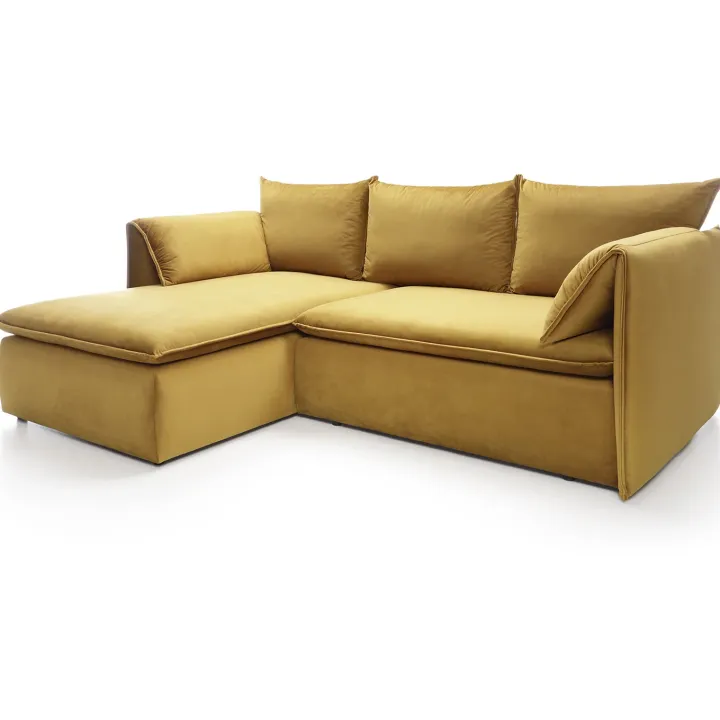 Divano letto angolare sinistro 3 posti 230x166cm tessuto giallo senape Easeful