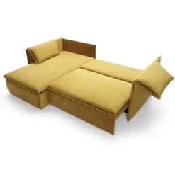Divano letto angolare sinistro 3 posti 230x166cm tessuto giallo senape Easeful