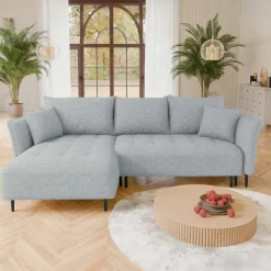 Divano letto angolare sinistro 3 posti 276x158cm tessuto grigio Angle