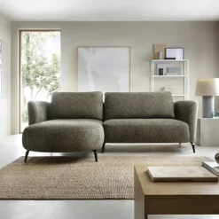 Divano letto angolare sinistra 3 posti 260x180cm tessuto bouclè verde Repose