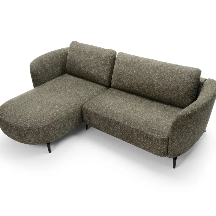 Divano letto angolare sinistra 3 posti 260x180cm tessuto bouclè verde Repose