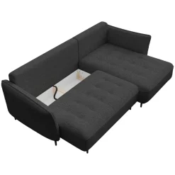 Divano letto angolare sinistro 3 posti 276x158cm tessuto grigio antracite Angle