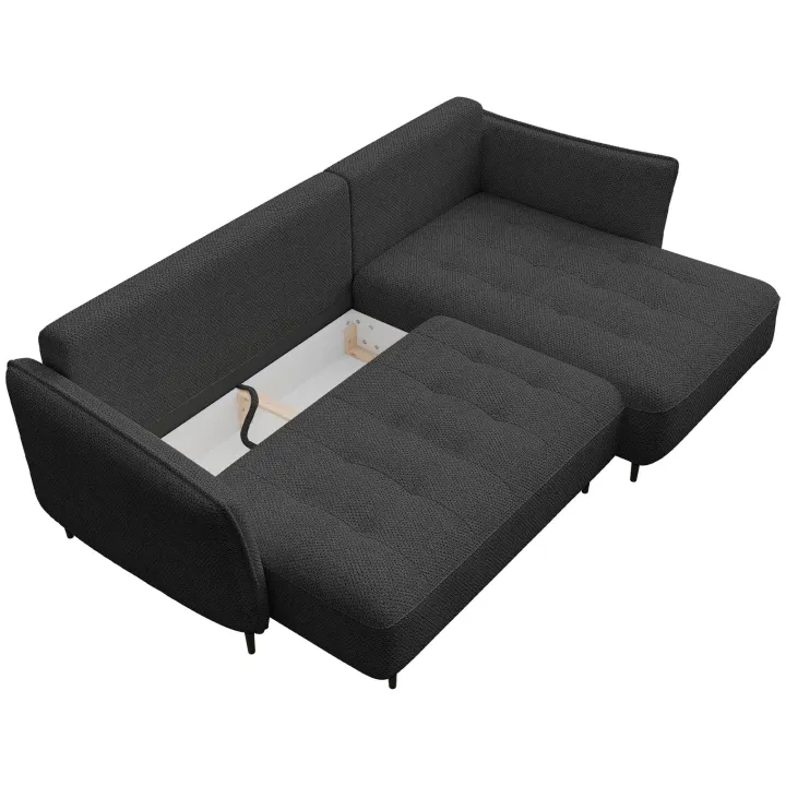 Divano letto angolare sinistro 3 posti 276x158cm tessuto grigio antracite Angle