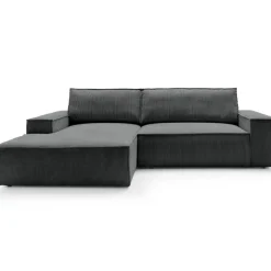 Divano letto angolare sinistra 3 posti 267x167cm velluto a coste antracite Relaxion