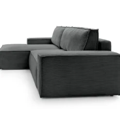 Divano letto angolare sinistra 3 posti 267x167cm velluto a coste antracite Relaxion