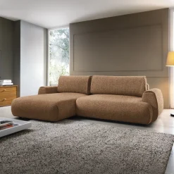 Divano letto angolare sinistra 3 posti 270x167cm tessuto arancio Cloudify