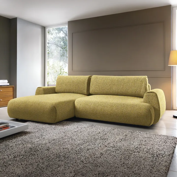 Divano letto angolare sinistra 3 posti 270x167cm tessuto giallo Cloudify