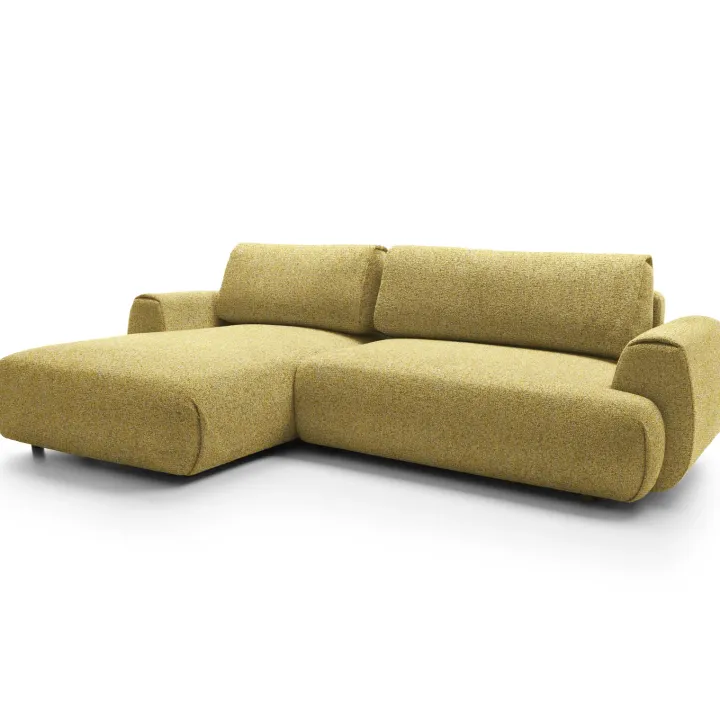 Divano letto angolare sinistra 3 posti 270x167cm tessuto giallo Cloudify