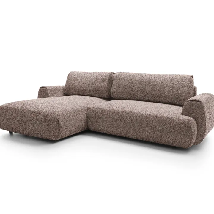 Divano letto angolare sinistra 3 posti 270x167cm tessuto rosa Cloudify