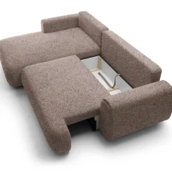 Divano letto angolare sinistra 3 posti 270x167cm tessuto rosa Cloudify