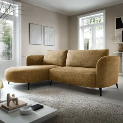 Divano letto angolare sinistra 3 posti 260x180cm tessuto bouclè beige scuro Repose