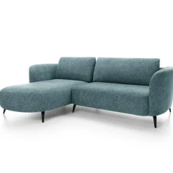 Divano letto angolare sinistra 3 posti 260x180cm tessuto bouclè azzurro Repose