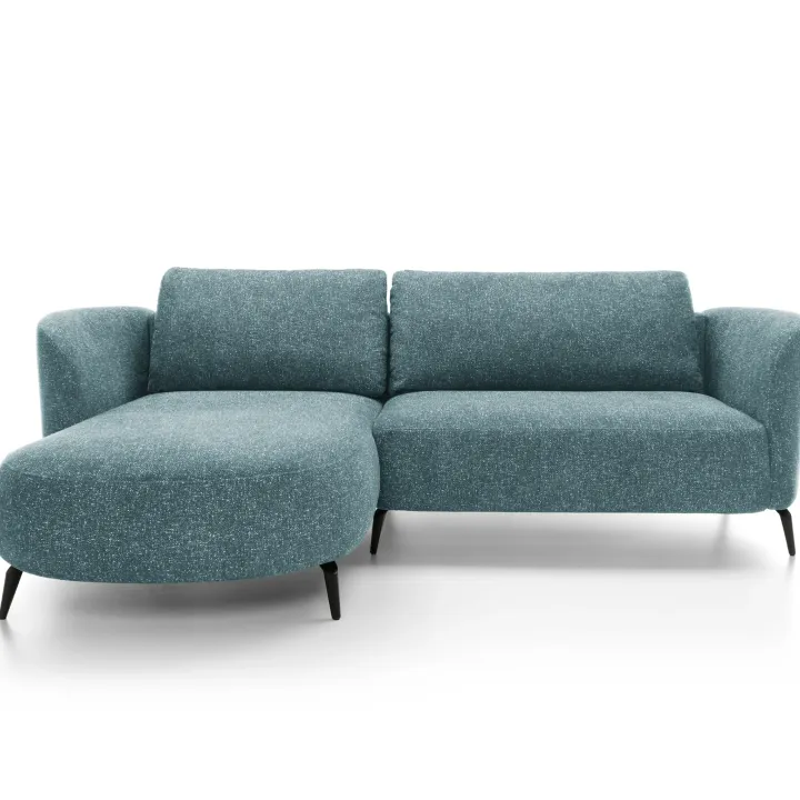 Divano letto angolare sinistra 3 posti 260x180cm tessuto bouclè azzurro Repose