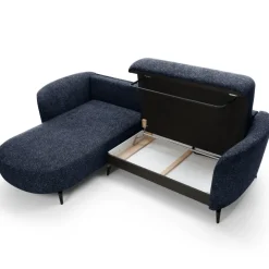 Divano letto angolare sinistra 3 posti 260x180cm tessuto bouclè blu Repose