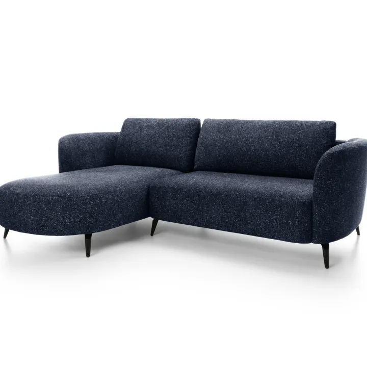Divano letto angolare sinistra 3 posti 260x180cm tessuto bouclè blu Repose