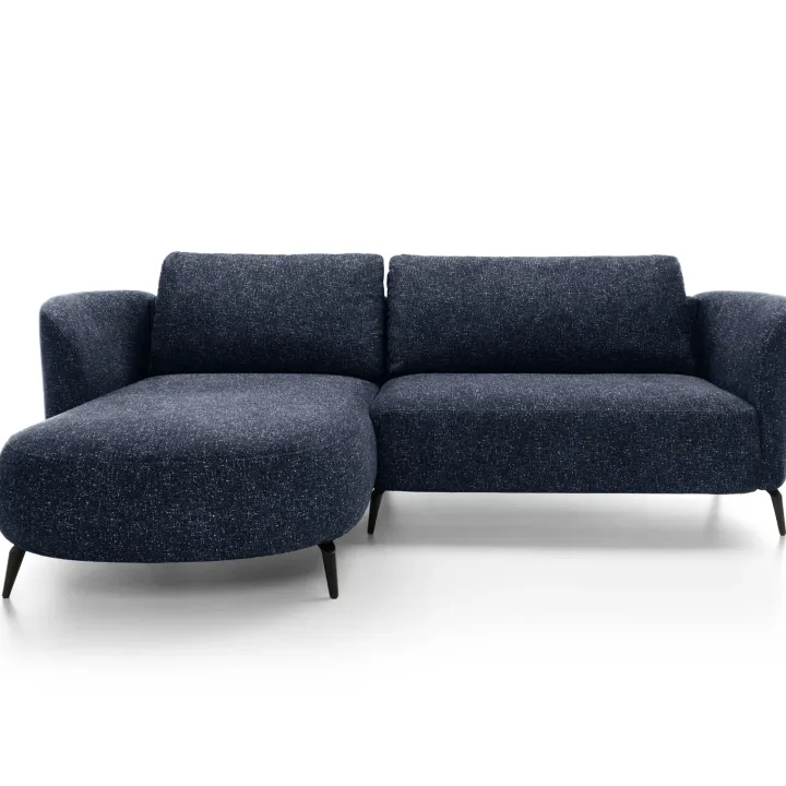 Divano letto angolare sinistra 3 posti 260x180cm tessuto bouclè blu Repose