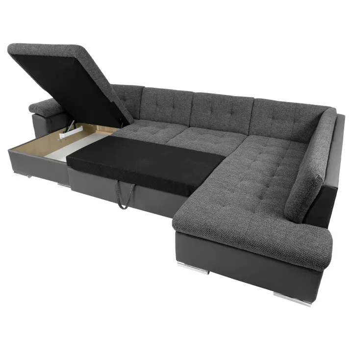 Divano letto angolare sinistra 5 posti 350x205cm grigio scuro Agliana