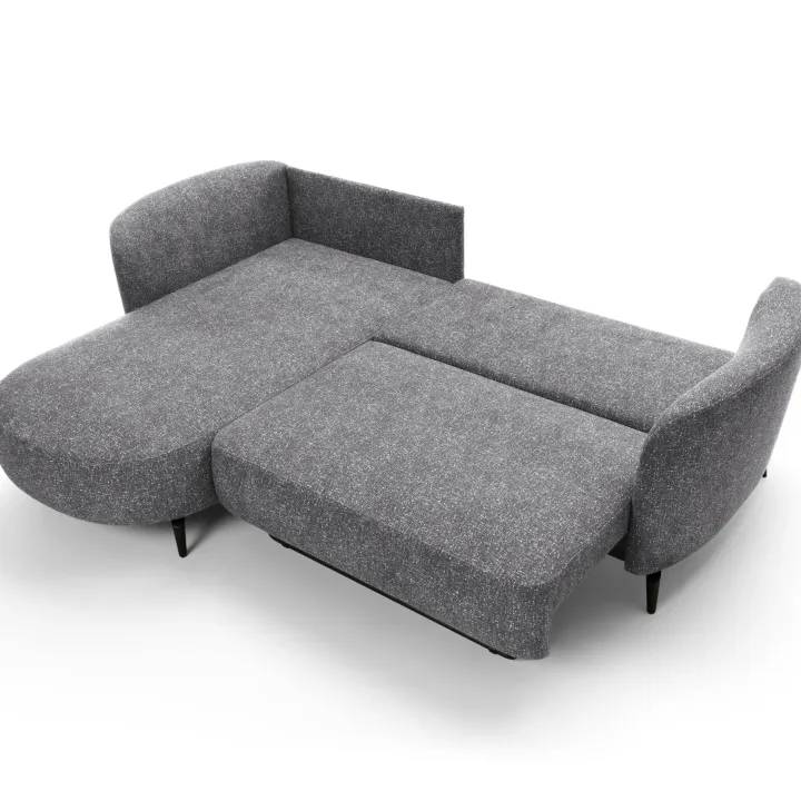 Divano letto angolare sinistra 3 posti 260x180cm tessuto bouclè grigio Repose