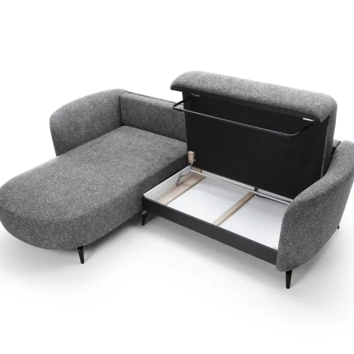 Divano letto angolare sinistra 3 posti 260x180cm tessuto bouclè grigio Repose